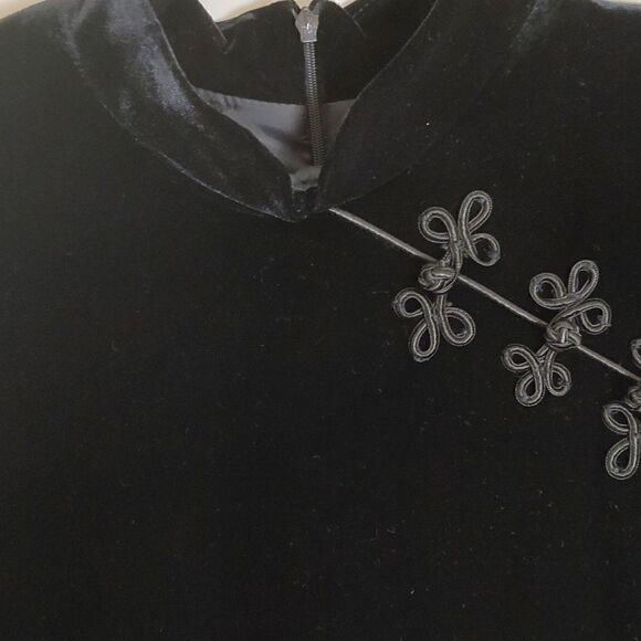 Vintage K C Spencer Mandarin Collar Velvet Maxi Dress Size 12 - Picture 5 of 11